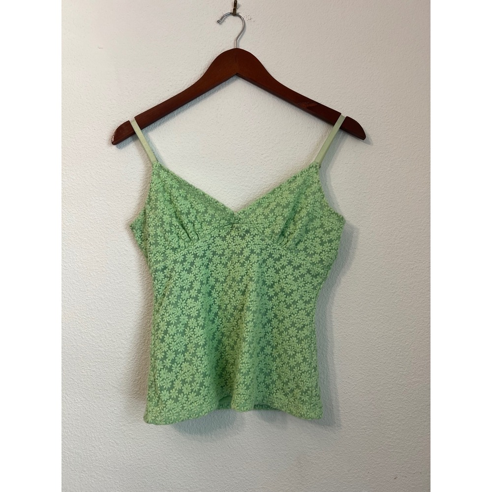 INC International Concepts Green Floral Lace Cami Tank Top